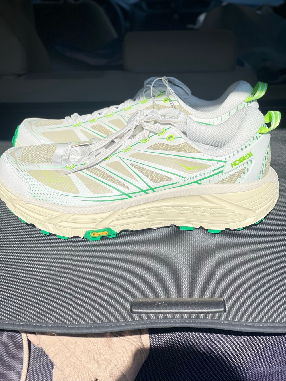 MENS Hoka One One Mafate Speed 2 White/Fresh Cut Grass Green Sneakers Unisex